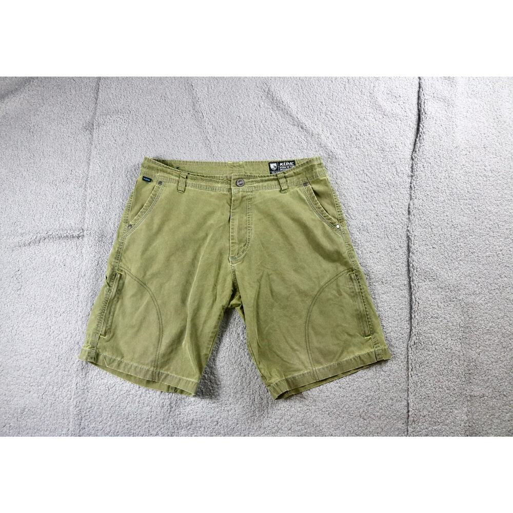 Khul Shorts 35 Green Cargo Vintage Patina Dyed Faded Wash Cargo Pockets